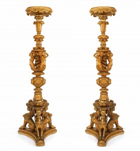 Pair french louis xvi gilt pedestals