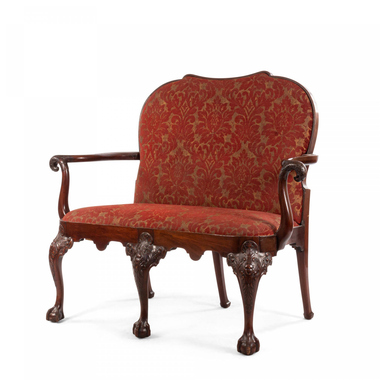 English chippendale mahogany loveseat