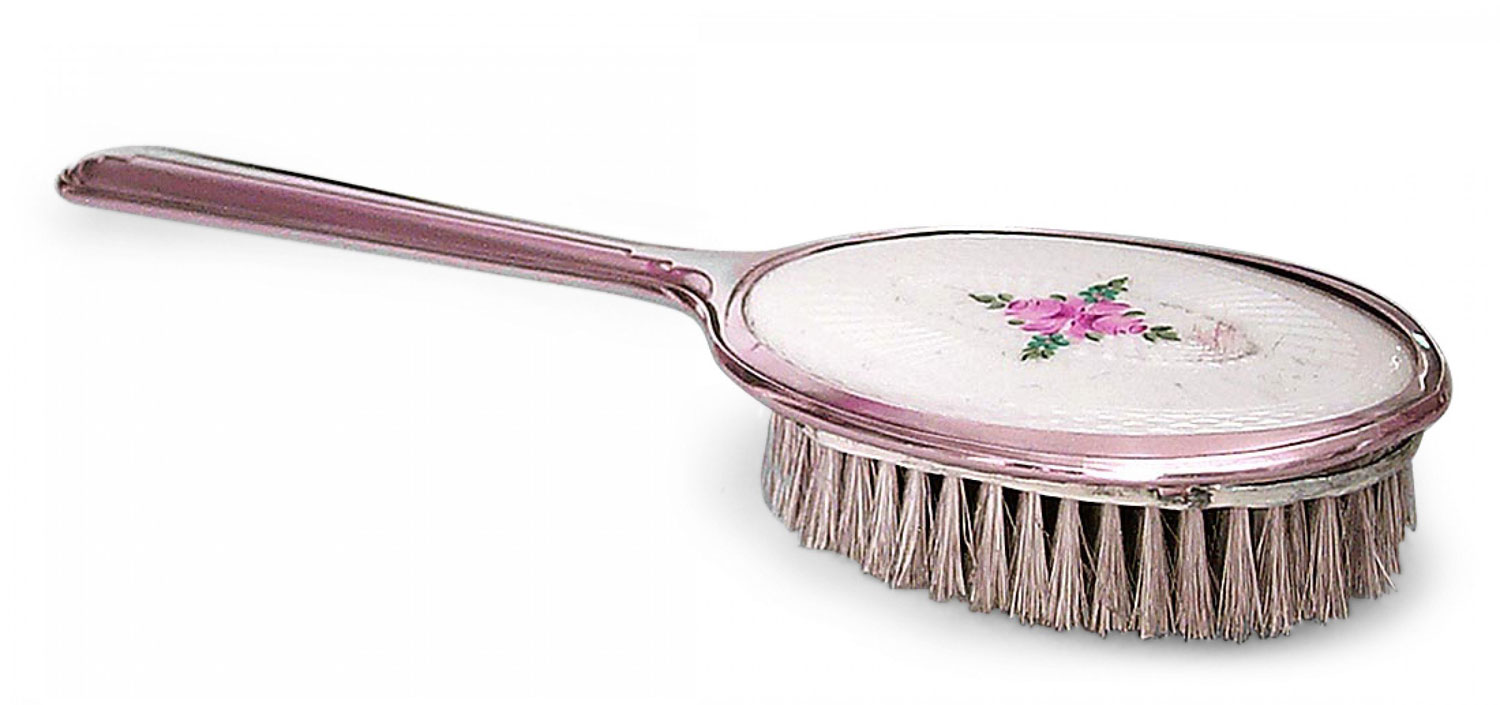 French victorian enamel and brass brush