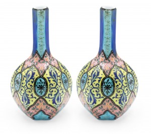 Pair of french victorian enameled vases