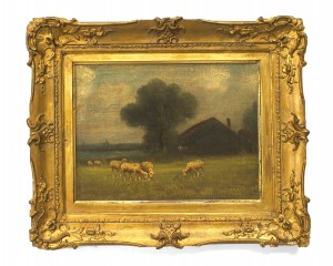 English victorian landscape of sheep near a house 1