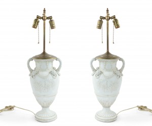 French louis xvi style porcelain urn table lamps 1