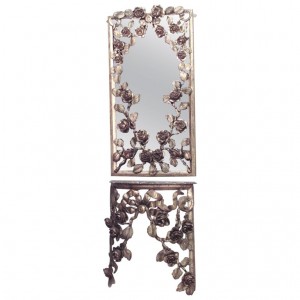 French victorian gilt floral console table with pier mirror