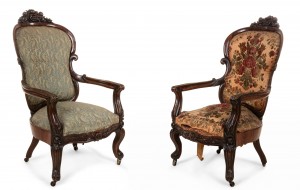 American victorian rosewood arm chairs