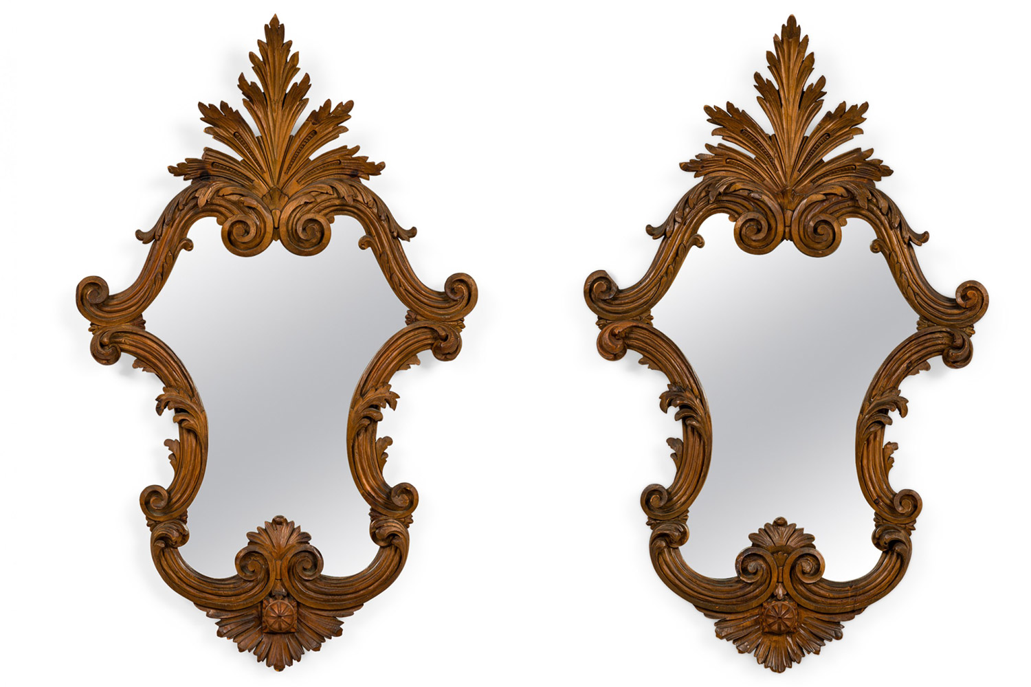 Italian rococo carved fruitwood wall mirrors 1