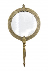 Middle eastern brass hand mirrror 1
