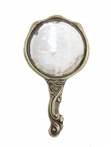 French art nouveau silver plated hand mirror 1