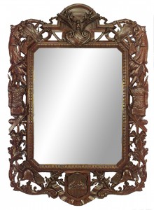American victorian mahogany carved military wall mirror 1