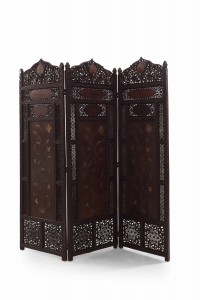Moorish carved teak 3 fold screen 4