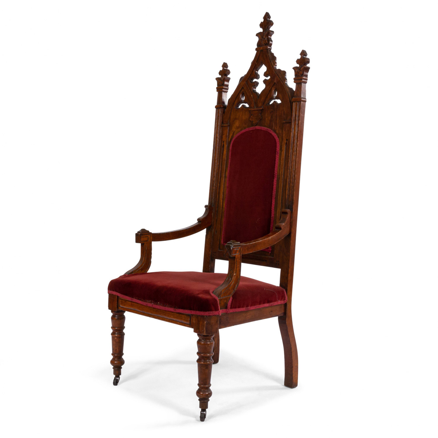 Gothic revival velvet arm chair