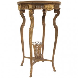 French regence bronze dore and marble end table