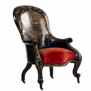 English victorian lacquered bergere arm chair