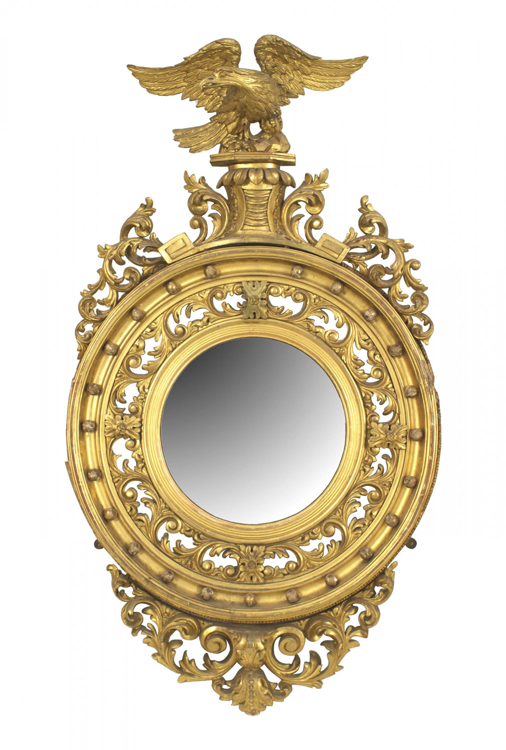 English georgian style gilt convex wall mirror