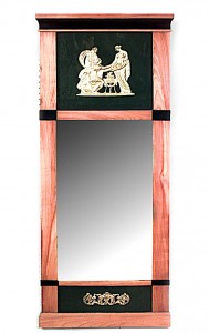 Swedish biedermeier maple and black lacquered wall mirror