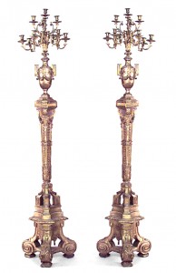 French louis xvi style gilt wood floor torchieres