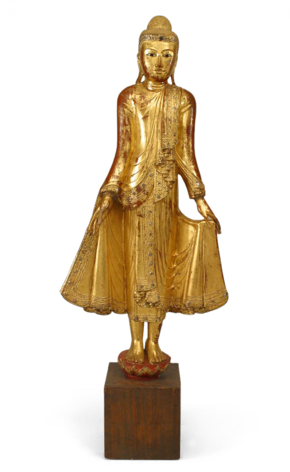 Thai gilt buddha figure on lotus