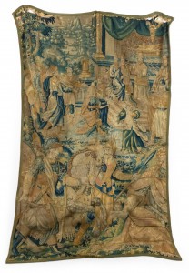 Belgian style antique woven soldier tapestry