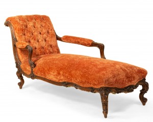French victorian rust velvet recamier 1