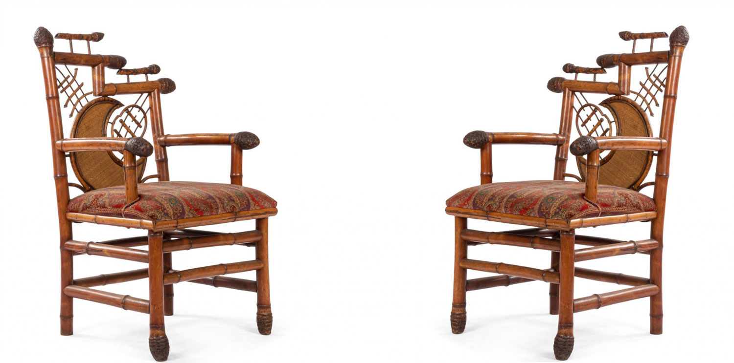 English victorian bamboo moon arm chairs 1