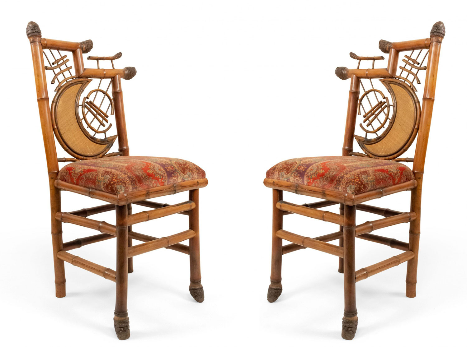 English victorian half moon bamboo side chairs 1