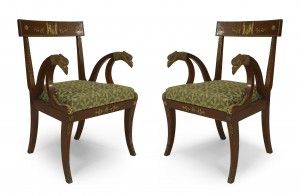 French empire green arm chairs