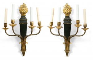 French empire ebonized gilt wall sconces