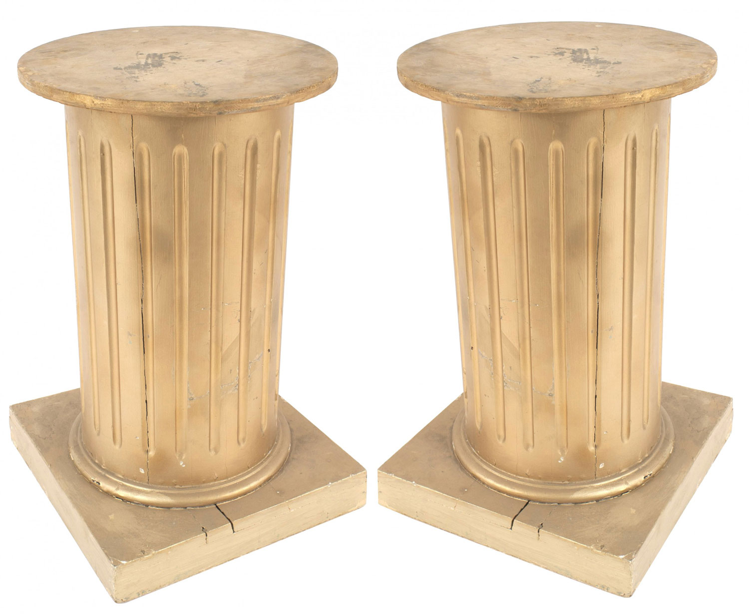 Pair louis xvi gold column pedestals