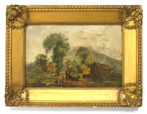Victorian oil painting of country scene