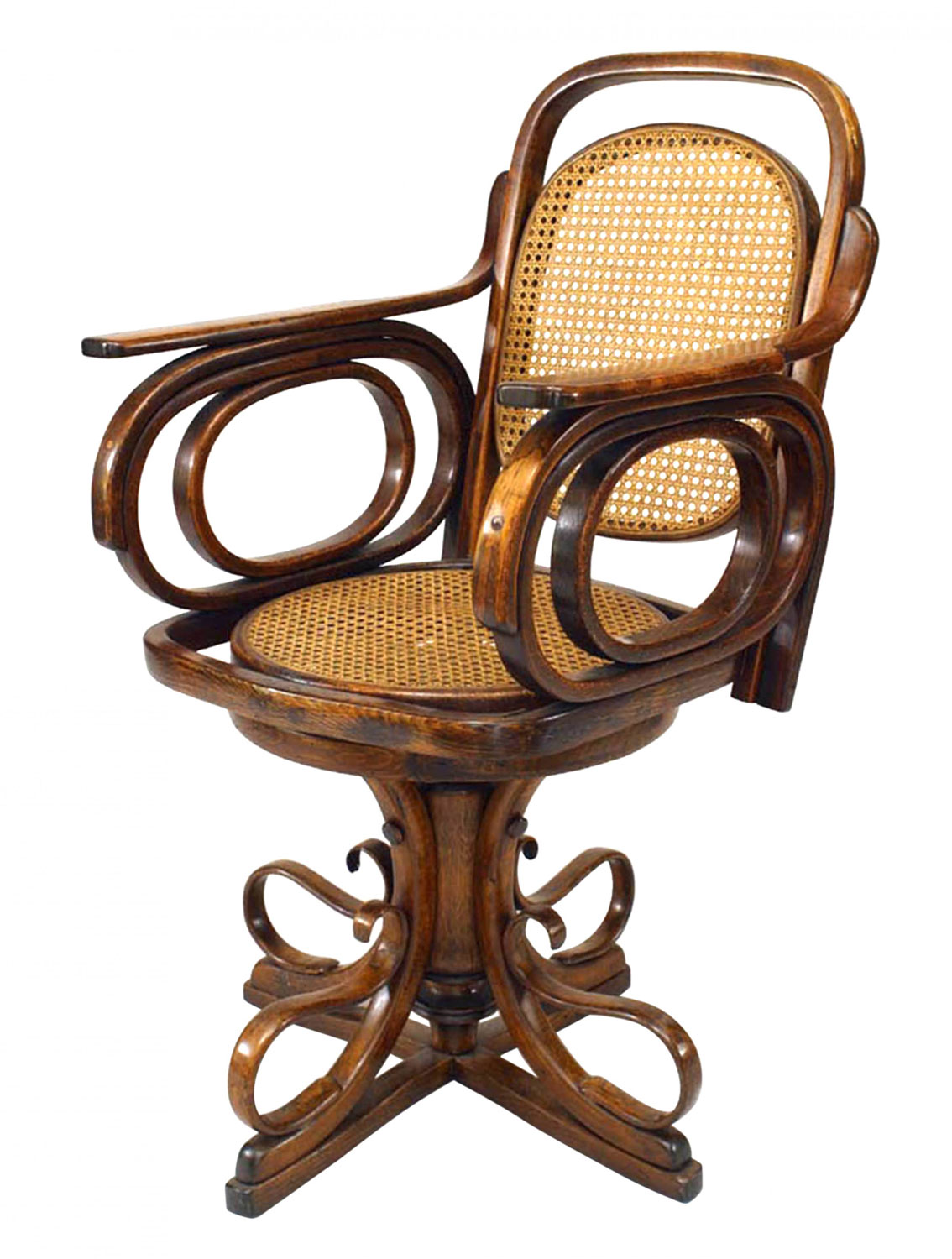 Austrian bentwood scroll swivel chair