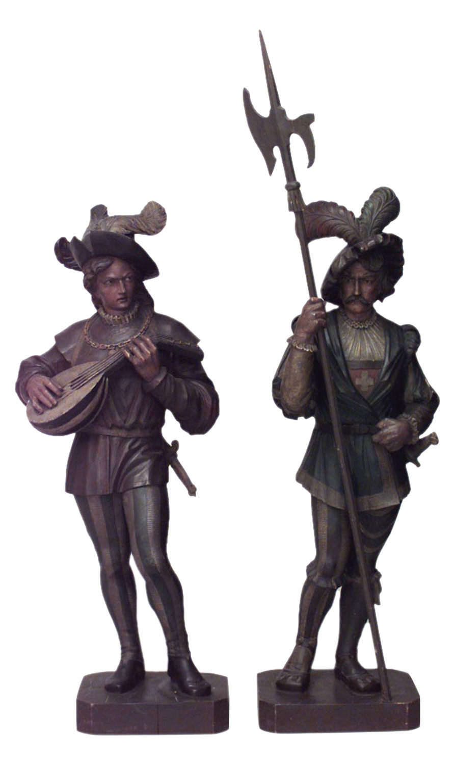 Italian renaissance painted cavalier figures