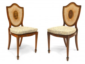 English sheraton shield back side chairs