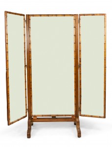 Victorian bamboo triptych cheval mirror