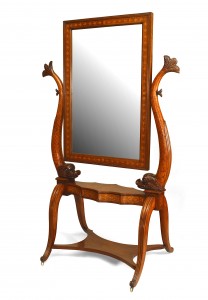Italian neo classic walnut cheval mirror