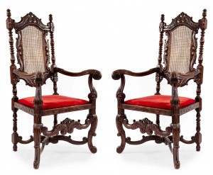English jacobean walnut arm chairs 1
