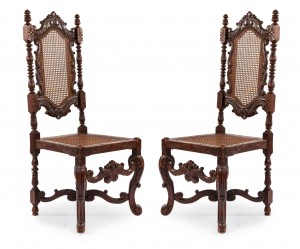 English jacobean walnut side chairs