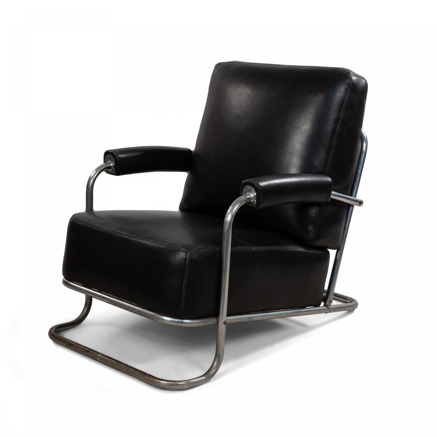 French art deco tubular chrome arm chair