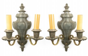 English georgian pewter and brass wall sconces 1