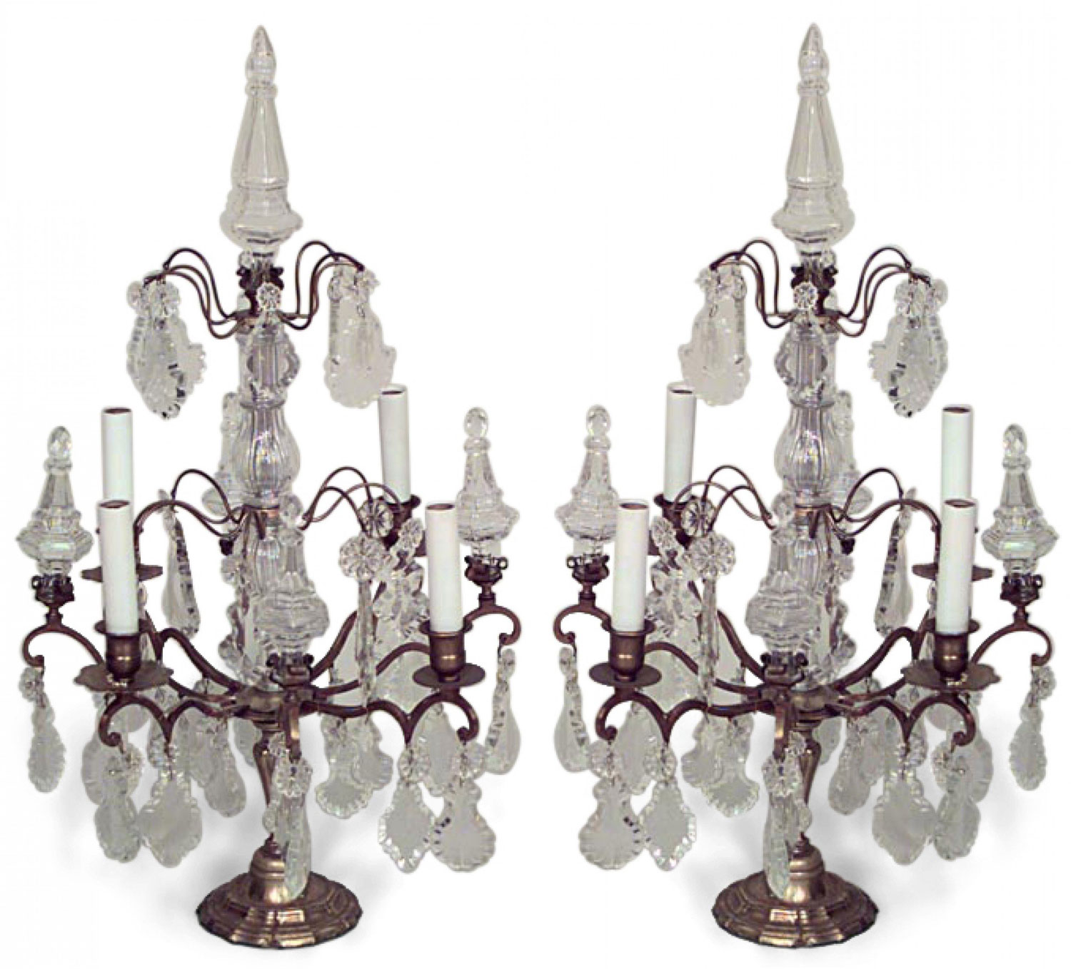 French louis xv bronze and crystal candelabras