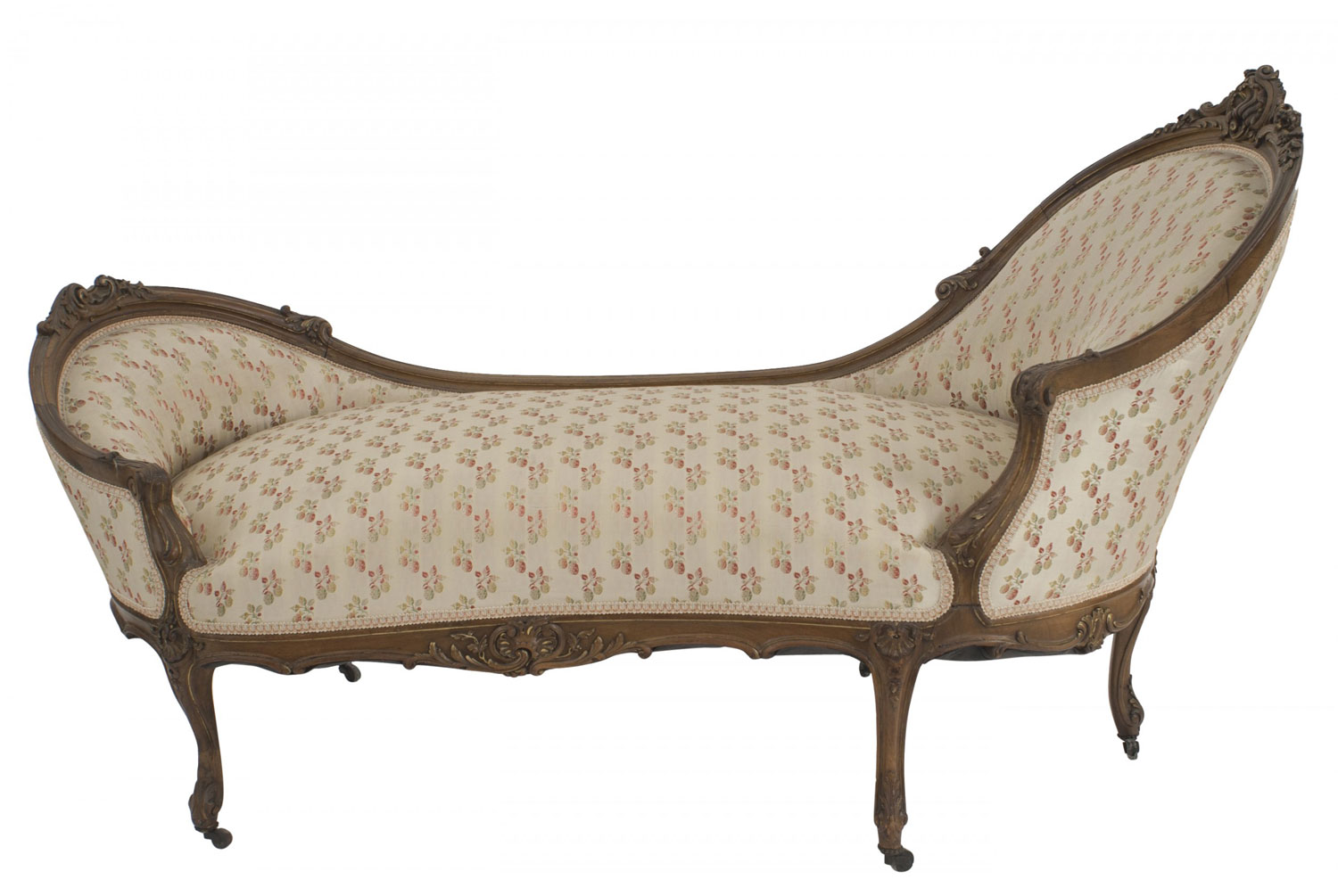 French louis xv Style walnut floral chaise