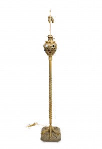American victorian brass jeweled floor lamp 1