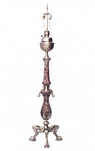 French victorian marble and bronze floor lamp