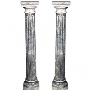 Pair louis xvi grey marble column pedestals 1