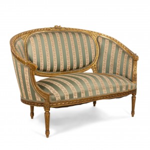 French louis xvi green striped upholstery