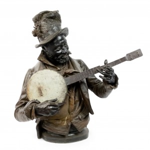 Victorian metal banjo player bust