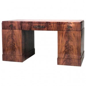 German biedermeier mahogany kneehole desk 1