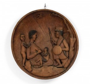 African carved wooden wall plaque