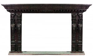 Italian renaissance carved walnut caryatid mantel