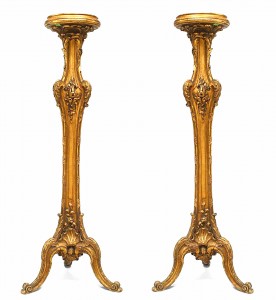 Pair louis xv style gilt pedestals