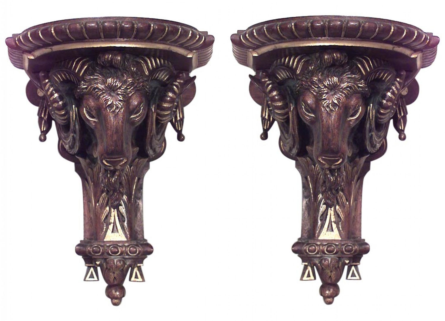 French louis xvi ram head shelves