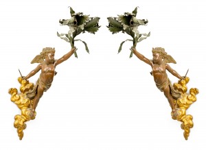 French victorian patinated brass wall sconces 1